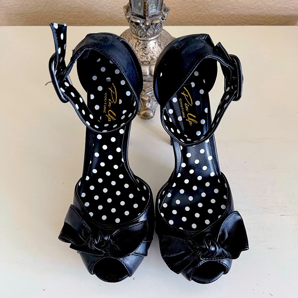 Pin Up Couture Black Betty leather heels size 7M US, 4UK, 37EU.